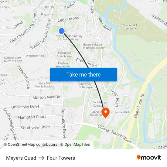 Meyers Quad to Four Towers map