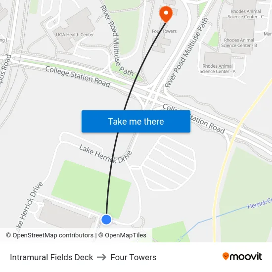 Intramural Fields Deck to Four Towers map