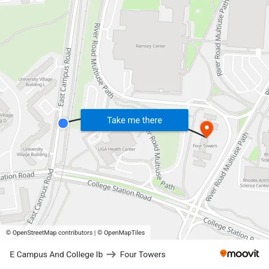 E Campus And College Ib to Four Towers map