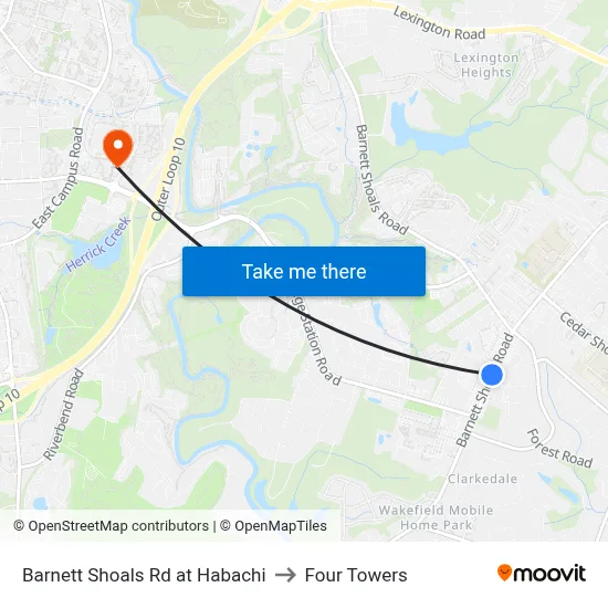 Barnett Shoals Rd at Habachi to Four Towers map