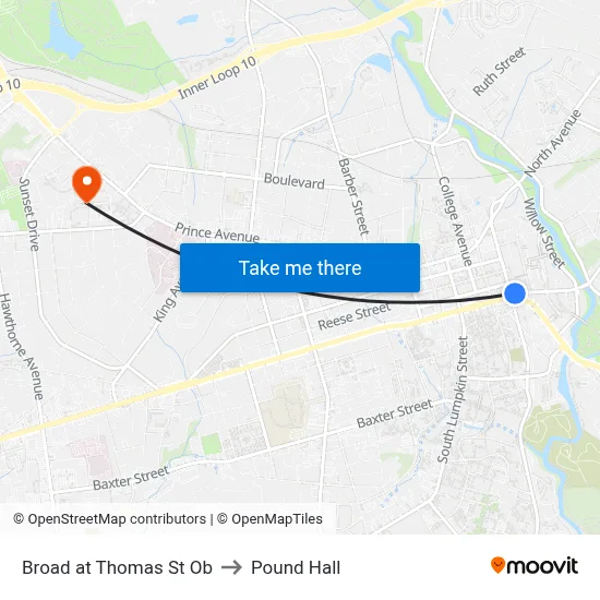 Broad at Thomas St Ob to Pound Hall map