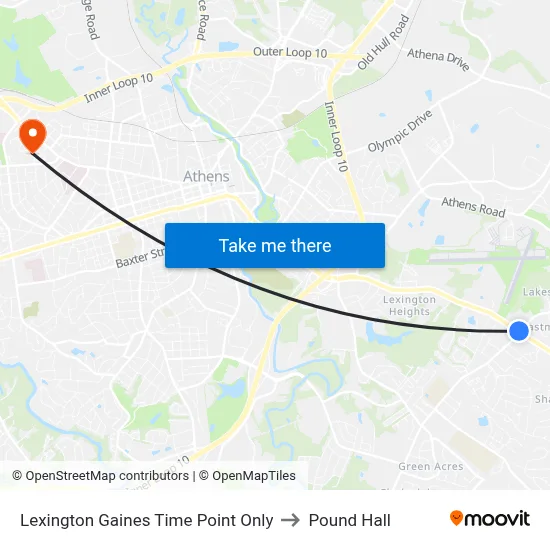 Lexington Gaines Time Point Only to Pound Hall map