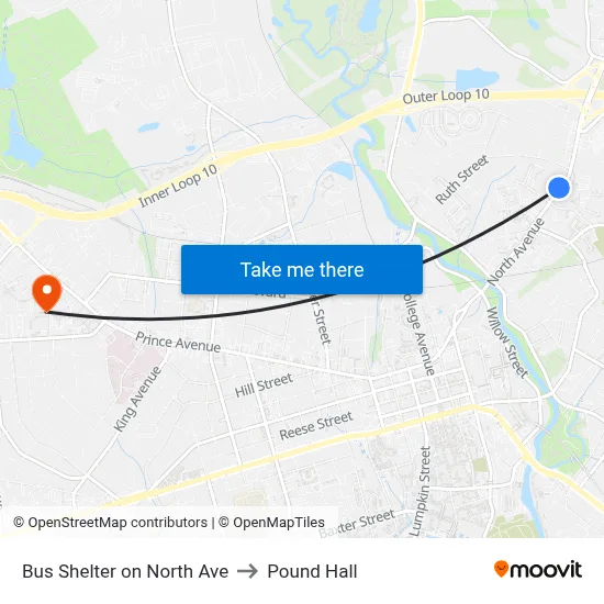 Bus Shelter on North Ave to Pound Hall map