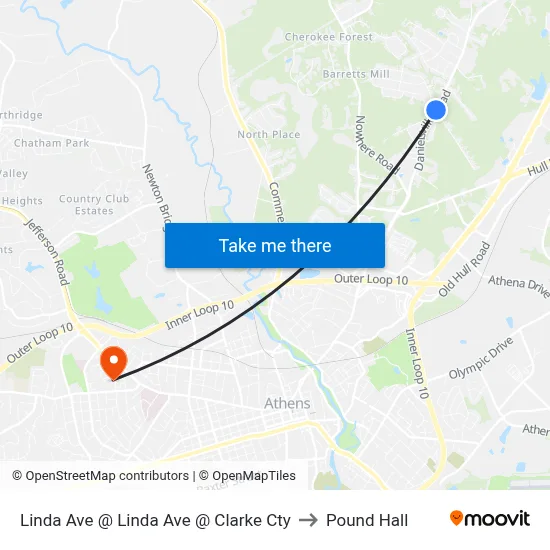 Linda Ave @ Linda Ave @ Clarke Cty to Pound Hall map