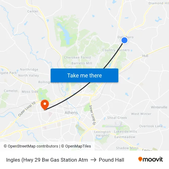 Ingles (Hwy 29 Bw Gas Station Atm to Pound Hall map