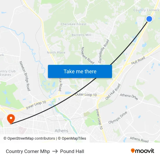 Country Corner Mhp to Pound Hall map