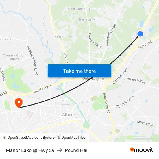 Manor Lake @ Hwy 29 to Pound Hall map