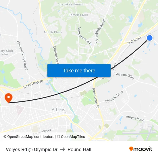 Volyes Rd @ Olympic Dr to Pound Hall map