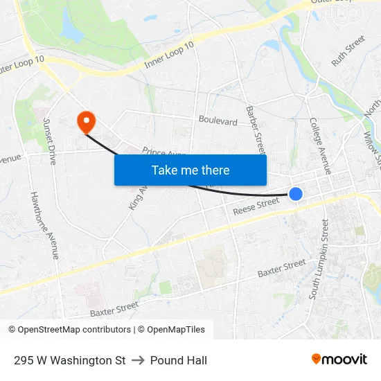 295 W Washington St to Pound Hall map