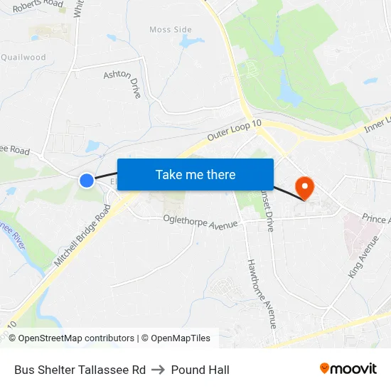 Bus Shelter Tallassee Rd to Pound Hall map