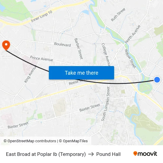 East Broad at Poplar Ib (Temporary) to Pound Hall map