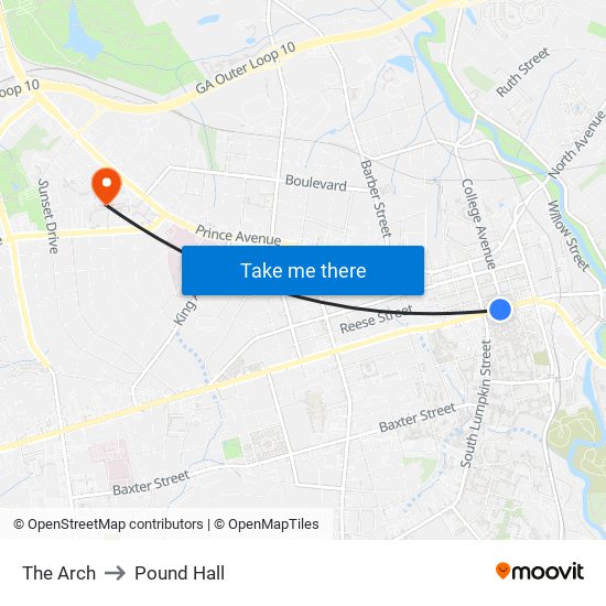 The Arch to Pound Hall map