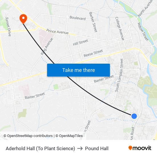 Aderhold Hall (To Plant Science) to Pound Hall map