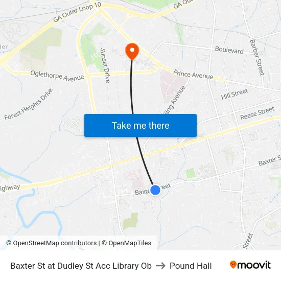Baxter St at Dudley St Acc Library Ob to Pound Hall map