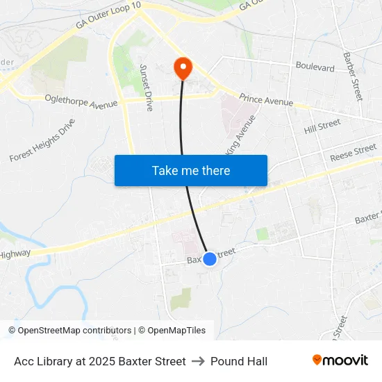 Acc Library at 2025 Baxter Street to Pound Hall map