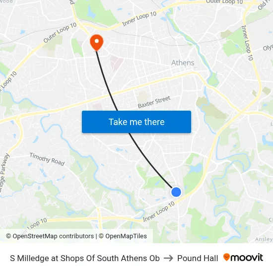 S Milledge at Shops Of South Athens Ob to Pound Hall map