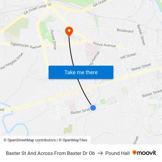 Baxter St And Across From Baxter Dr Ob to Pound Hall map