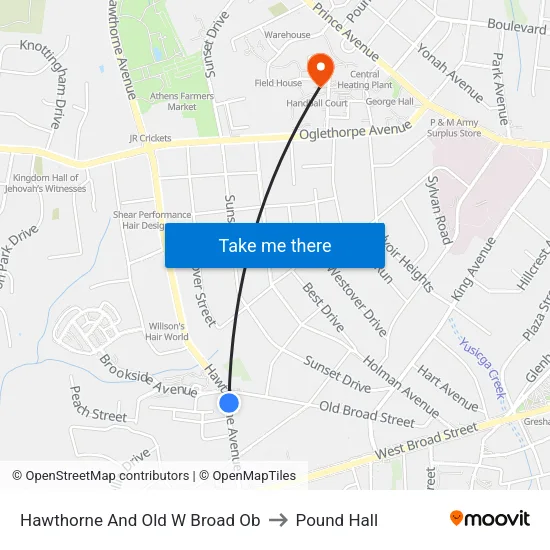 Hawthorne And Old W Broad Ob to Pound Hall map