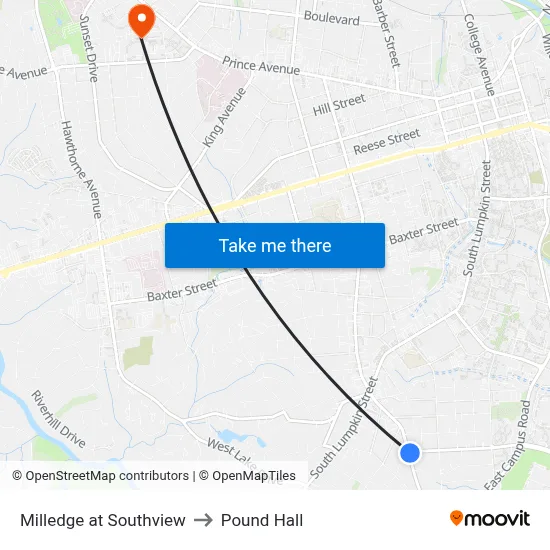 Milledge at Southview to Pound Hall map