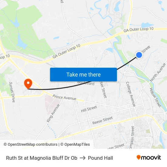 Ruth St at Magnolia Bluff Dr Ob to Pound Hall map