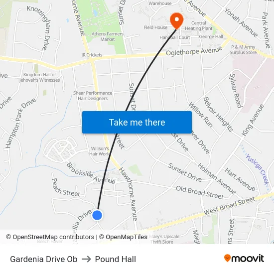 Gardenia Drive Ob to Pound Hall map