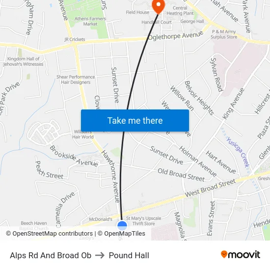 Alps Rd And Broad Ob to Pound Hall map