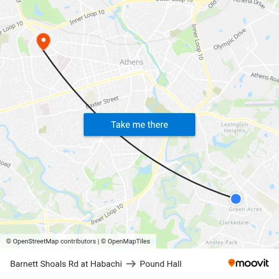 Barnett Shoals Rd at Habachi to Pound Hall map