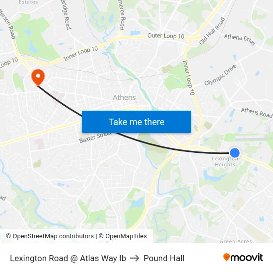 Lexington Road @ Atlas Way Ib to Pound Hall map