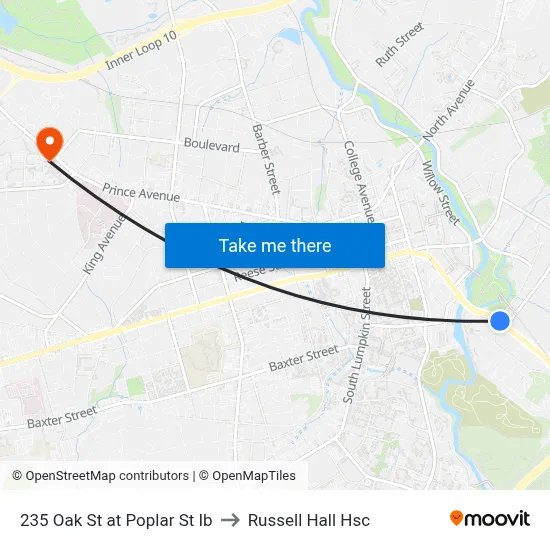 235 Oak St at Poplar St Ib to Russell Hall Hsc map