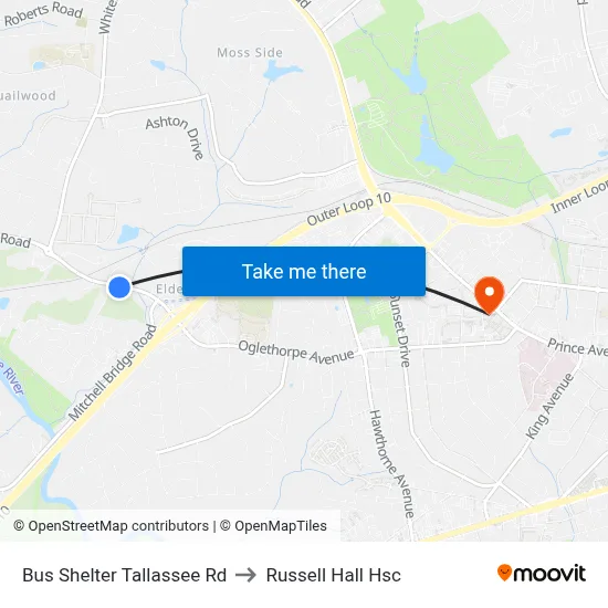 Bus Shelter Tallassee Rd to Russell Hall Hsc map