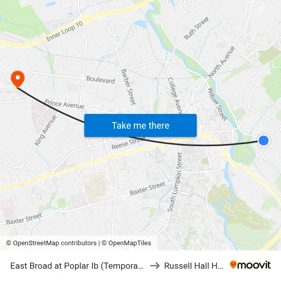East Broad at Poplar Ib (Temporary) to Russell Hall Hsc map