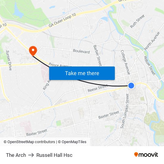 The Arch to Russell Hall Hsc map