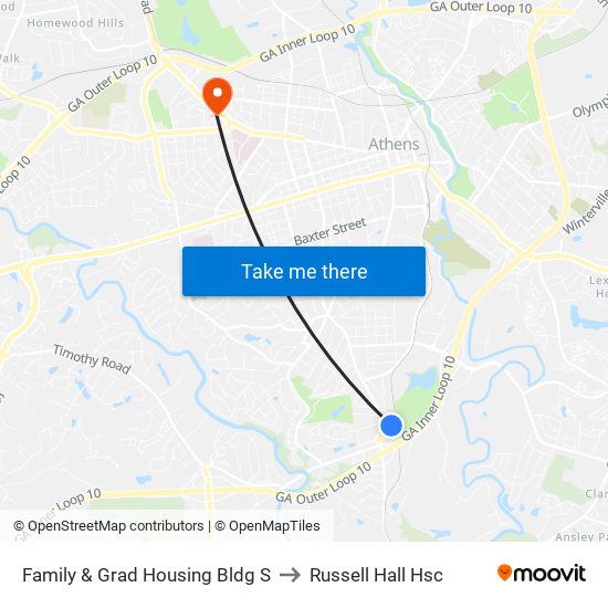 Family & Grad Housing Bldg S to Russell Hall Hsc map