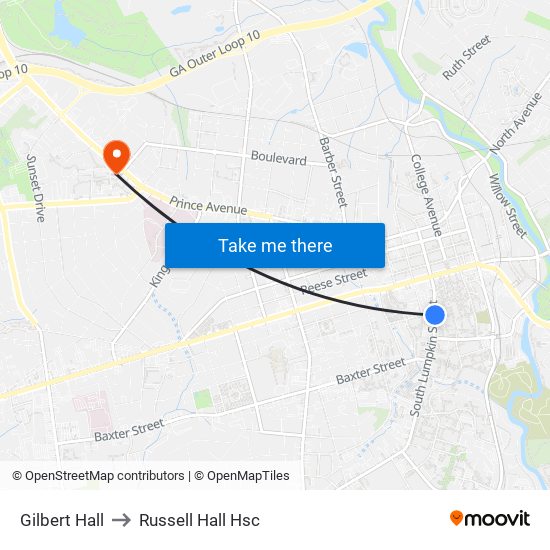 Gilbert Hall to Russell Hall Hsc map