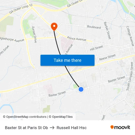 Baxter St at Paris St Ob to Russell Hall Hsc map