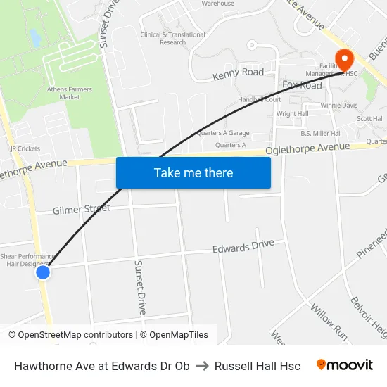 Hawthorne Ave at Edwards Dr Ob to Russell Hall Hsc map