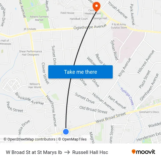 W Broad St at St Marys Ib to Russell Hall Hsc map