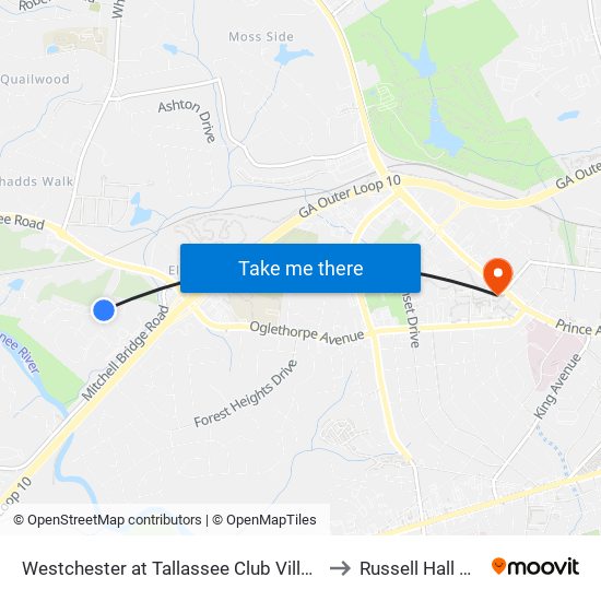 Westchester at Tallassee Club Villas Ib to Russell Hall Hsc map