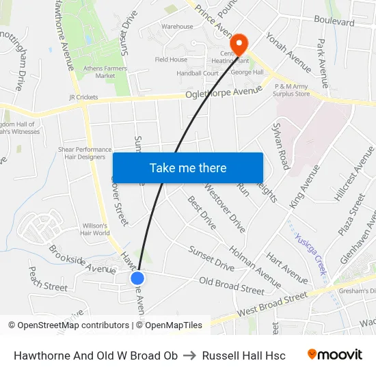 Hawthorne And Old W Broad Ob to Russell Hall Hsc map