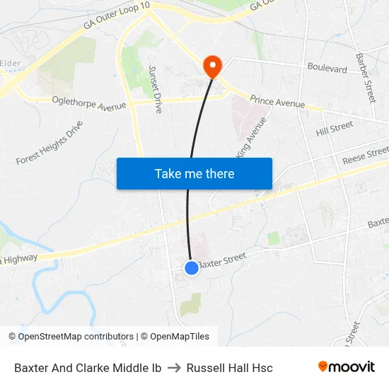 Baxter And Clarke Middle Ib to Russell Hall Hsc map