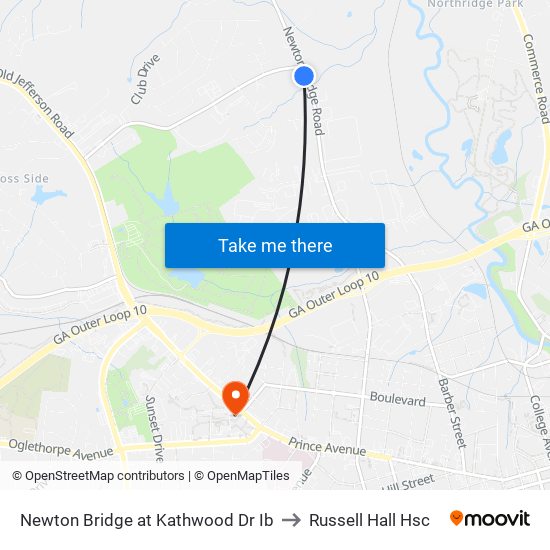 Newton Bridge at Kathwood Dr Ib to Russell Hall Hsc map