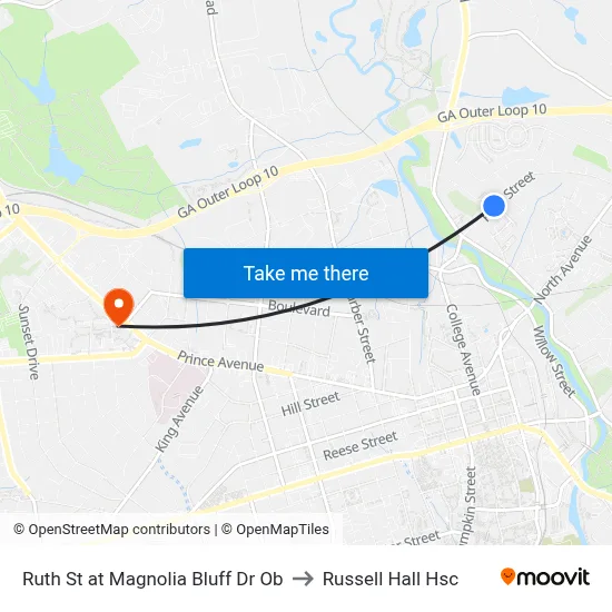 Ruth St at Magnolia Bluff Dr Ob to Russell Hall Hsc map