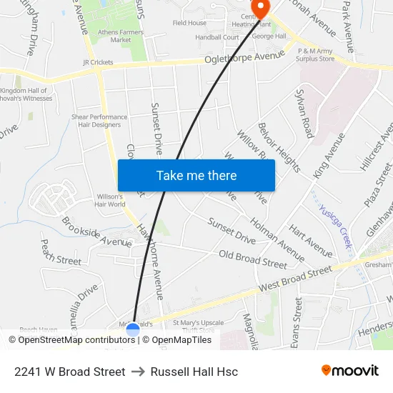2241 W Broad Street to Russell Hall Hsc map