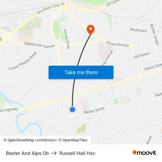 Baxter And Alps Ob to Russell Hall Hsc map