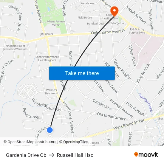 Gardenia Drive Ob to Russell Hall Hsc map