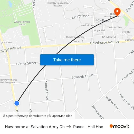 Hawthorne at Salvation Army Ob to Russell Hall Hsc map