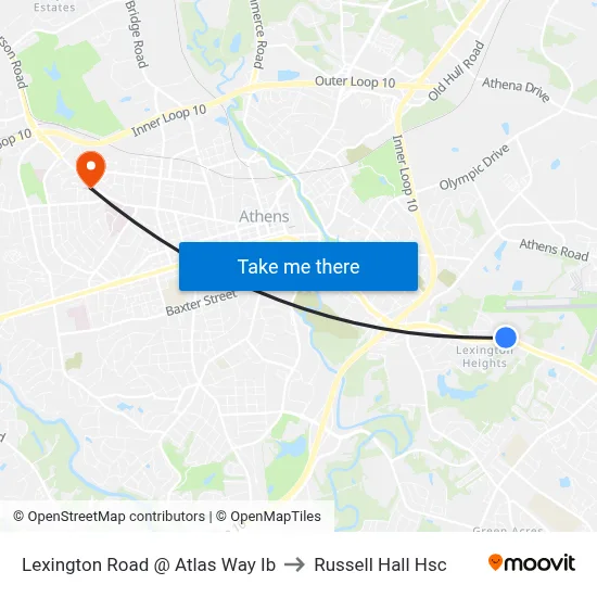Lexington Road @ Atlas Way Ib to Russell Hall Hsc map