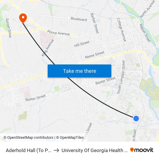 Aderhold Hall (To Plant Science) to University Of Georgia Health Sciences Campus map