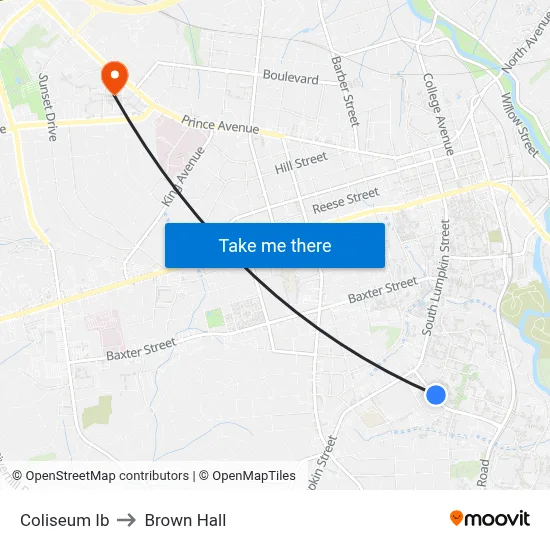 Coliseum Ib to Brown Hall map