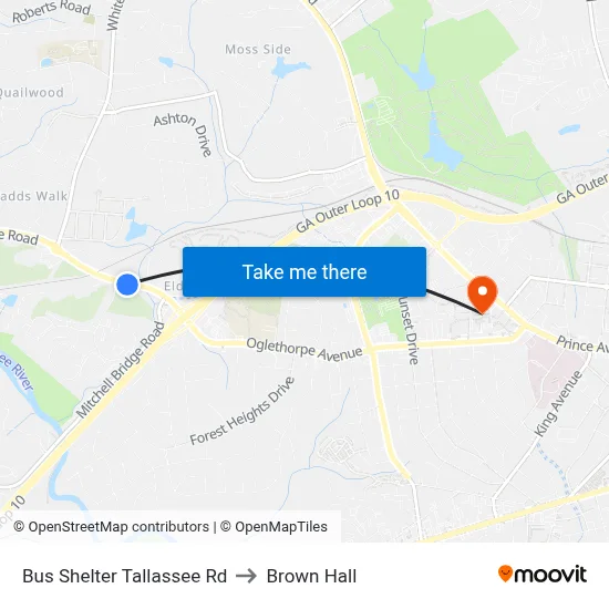 Bus Shelter Tallassee Rd to Brown Hall map